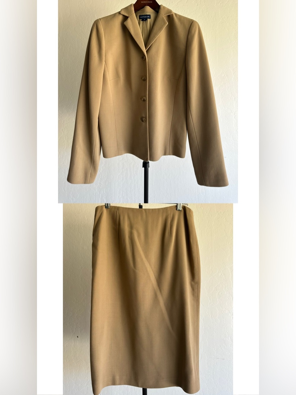 Ann Taylor Tan Two-Piece Skirt Suit